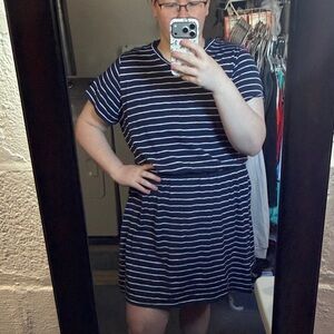 Old Navy Navy and White Striped Mini Dress